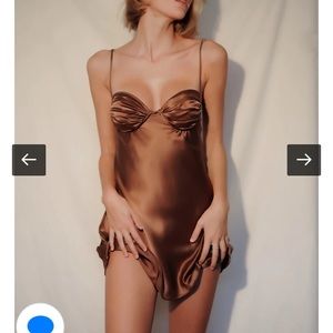 Two bodies silk dress in brown